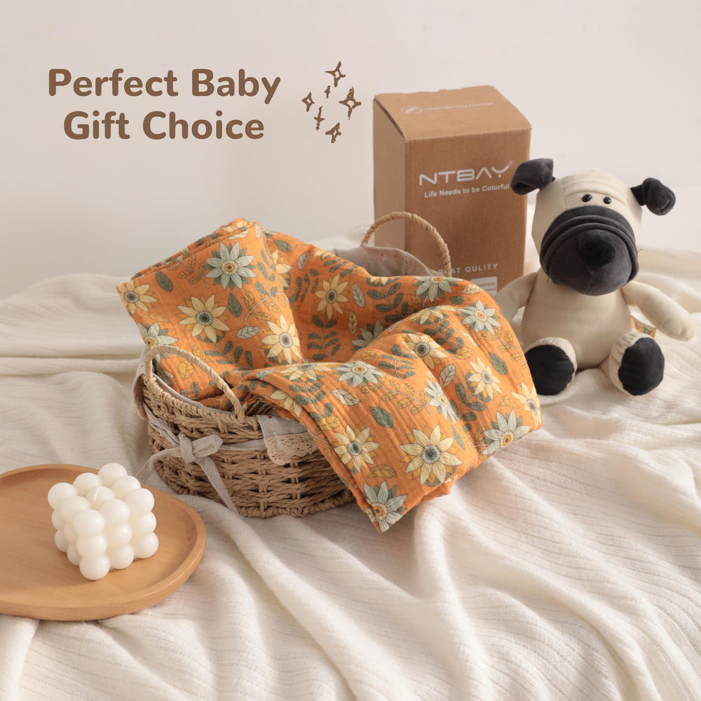 NTBAY daisy-pattern swaddle displayed for cozy daytime naps