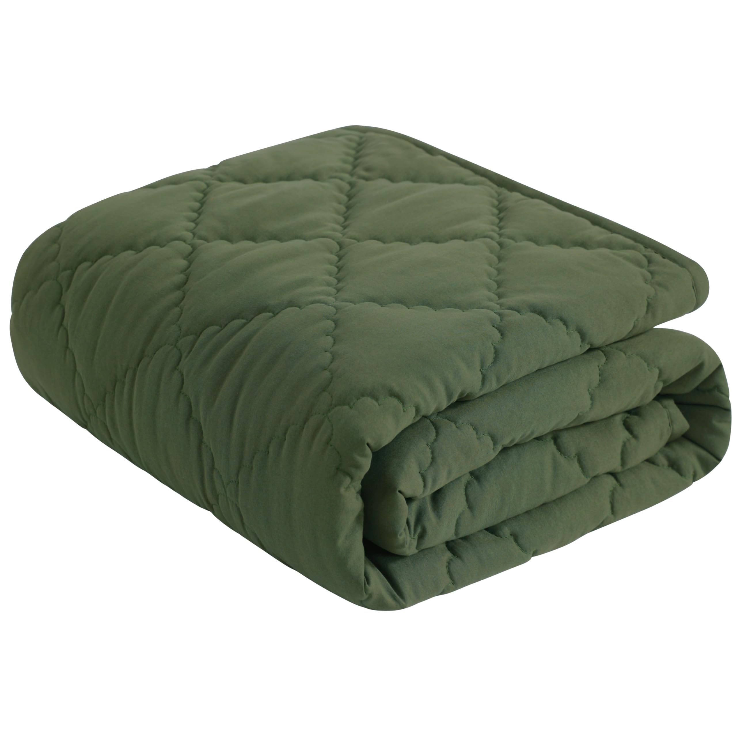 NTBAY down-alternative oversized toddler comforter in olive green, front view highlights warmth and coverage