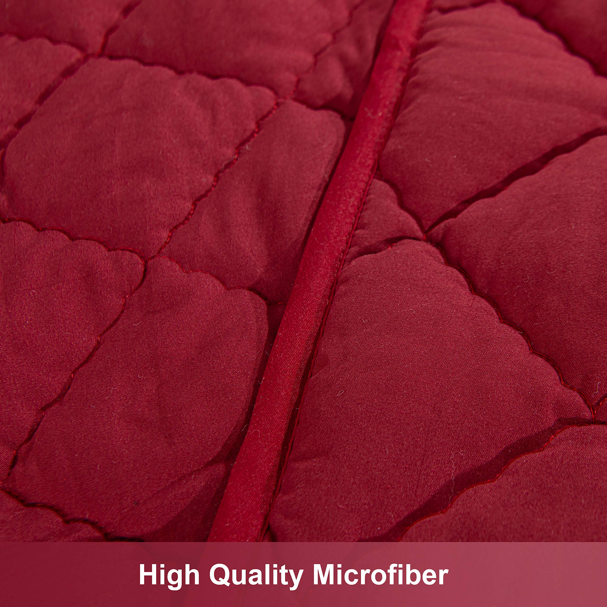 NTBAY Down Alternative Toddler Comforter red side view highlights plush warmth and easy care.