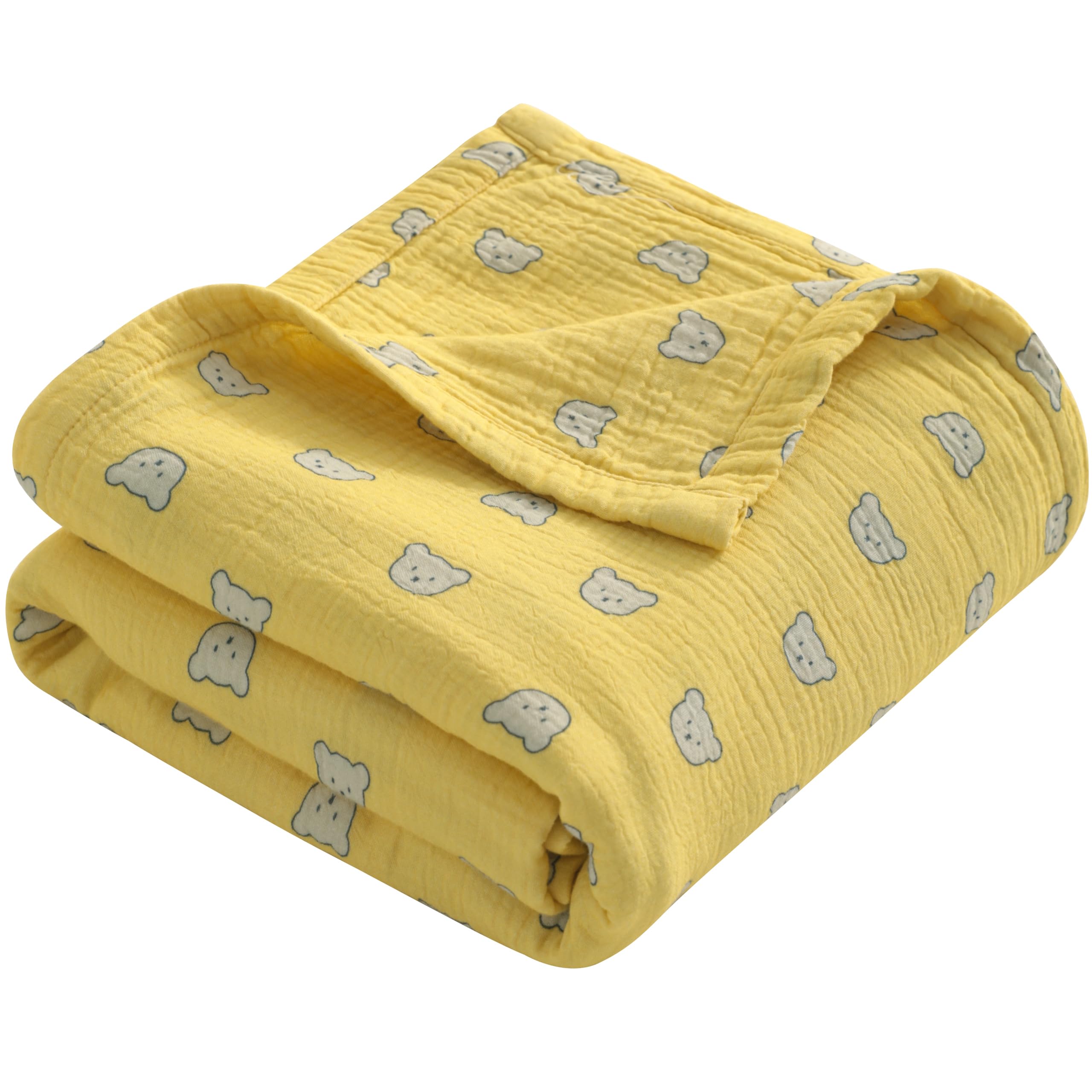 NTBAY four-layer muslin cotton blanket offers cozy, breathable comfort for baby snuggling.