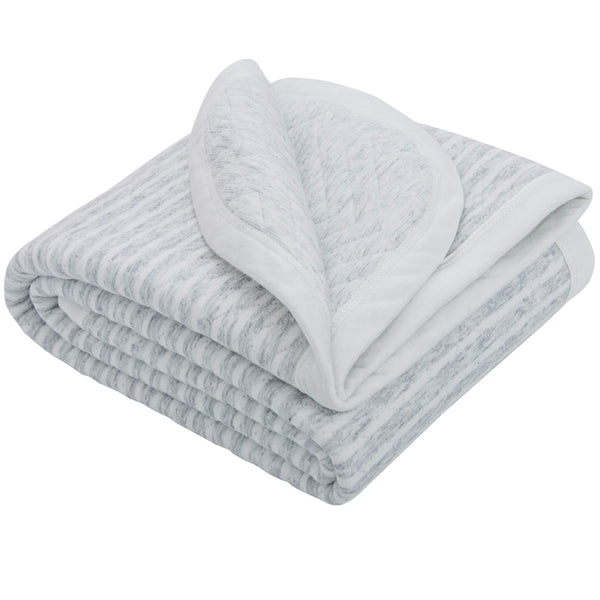 NTBAY jersey cotton quilted toddler blanket grey wave closeup showing soft fabric
