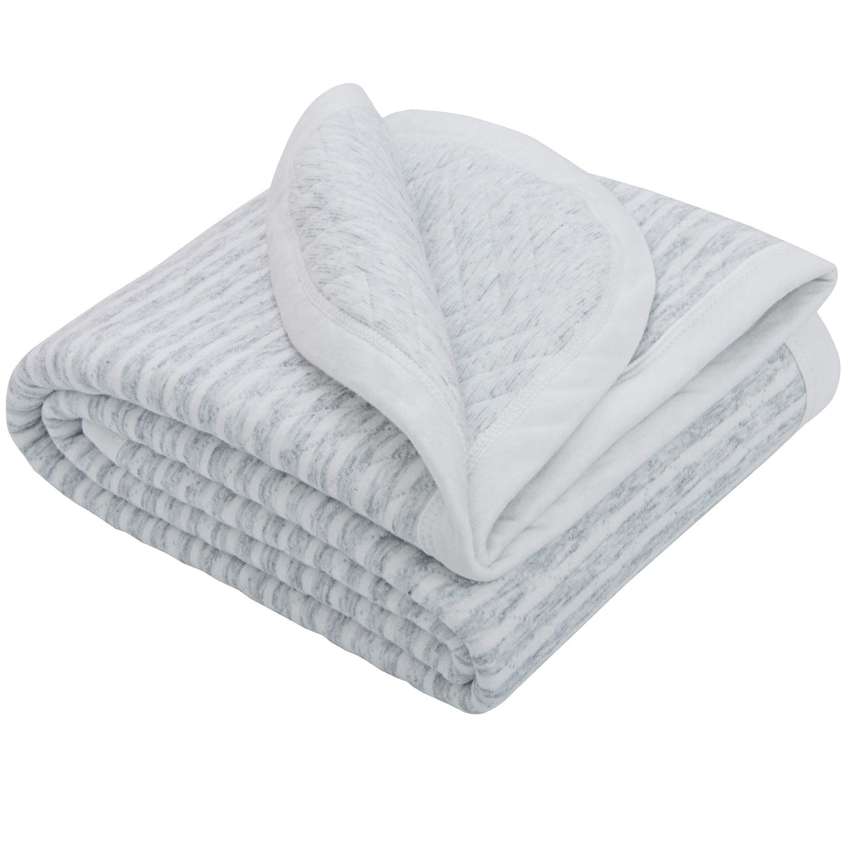 NTBAY jersey cotton quilted toddler blanket grey wave closeup showing soft fabric