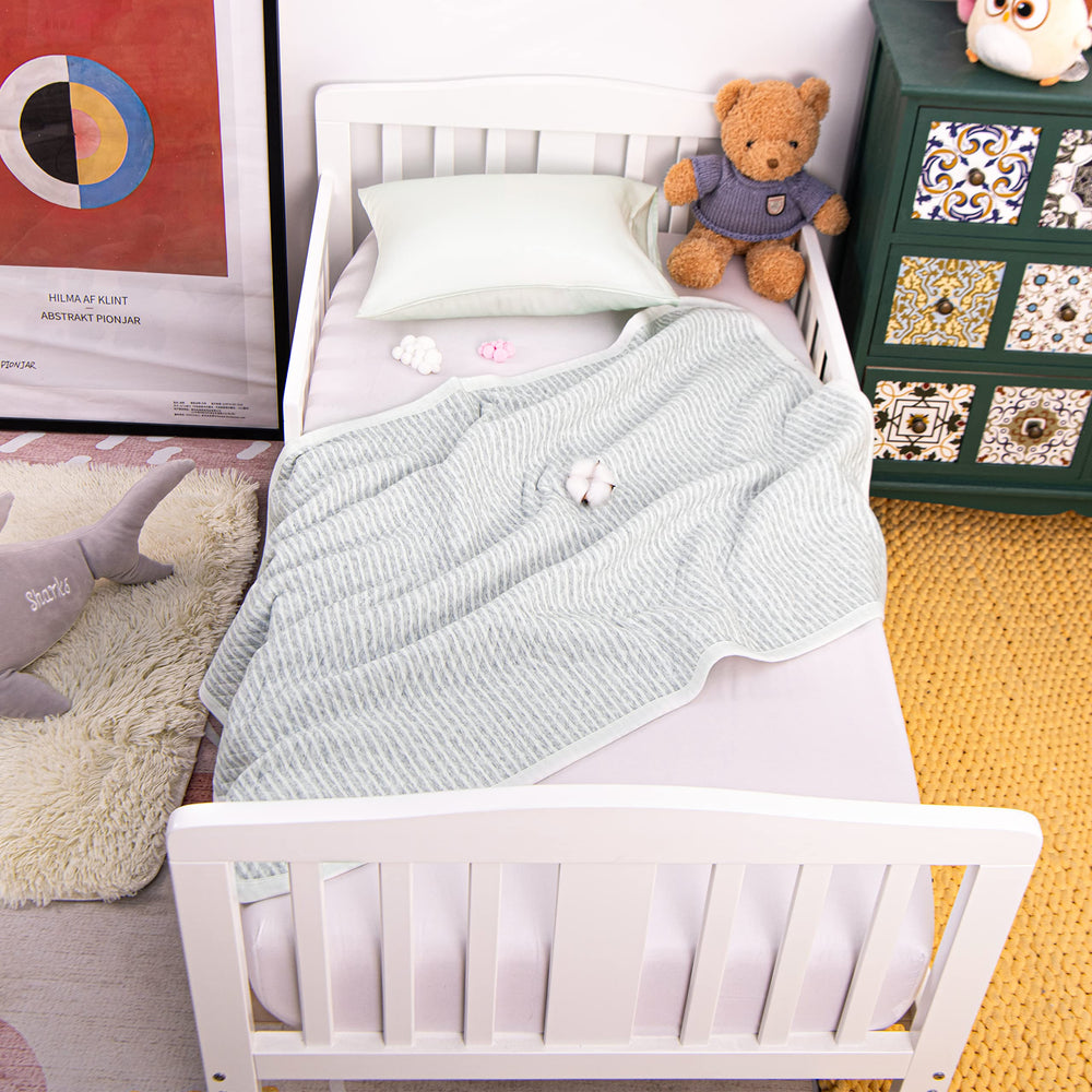 NTBAY jersey cotton quilted toddler blanket lightweight warmth for all seasons