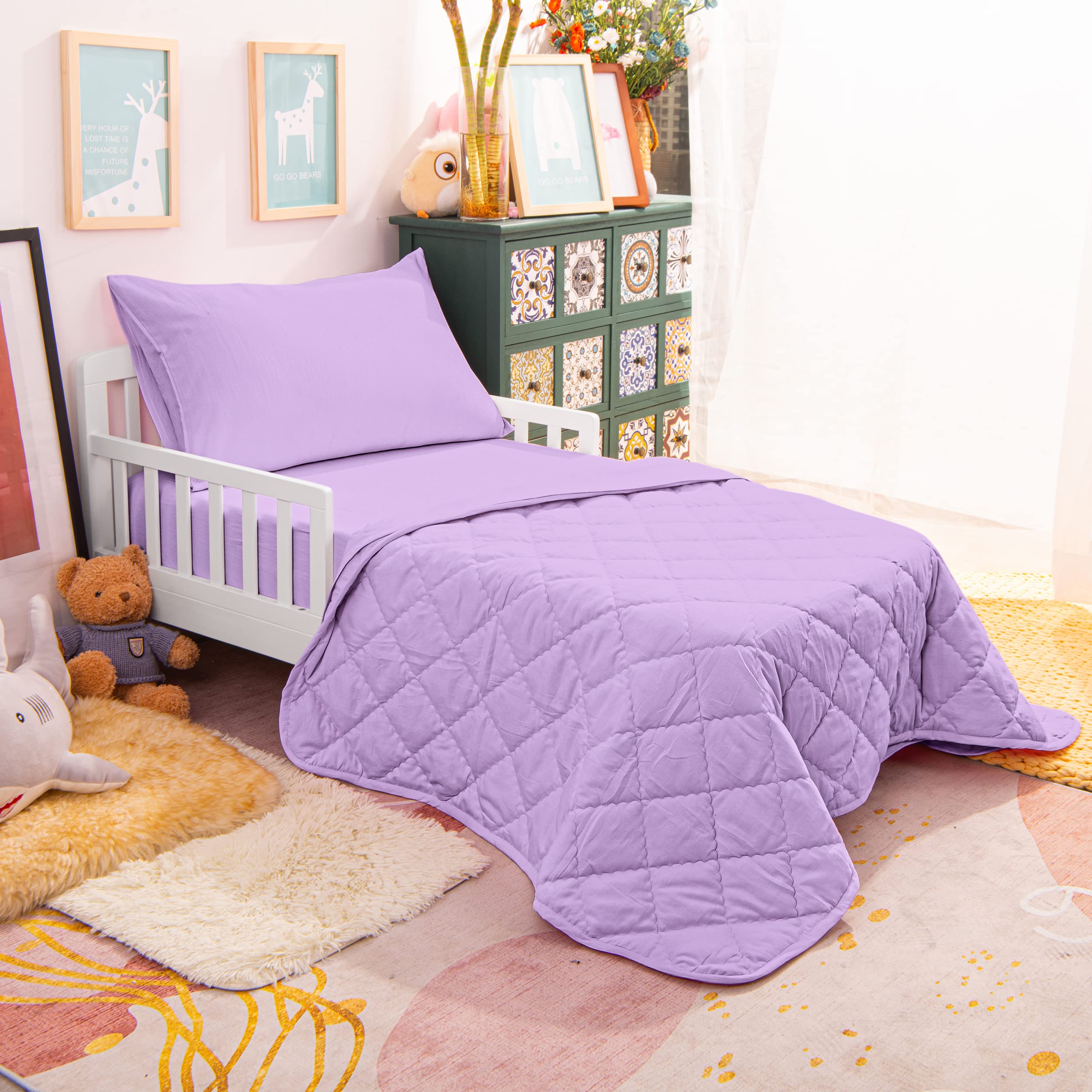 NTBAY lavender bedding in a toddler room setup for a cheerful, breathable space.