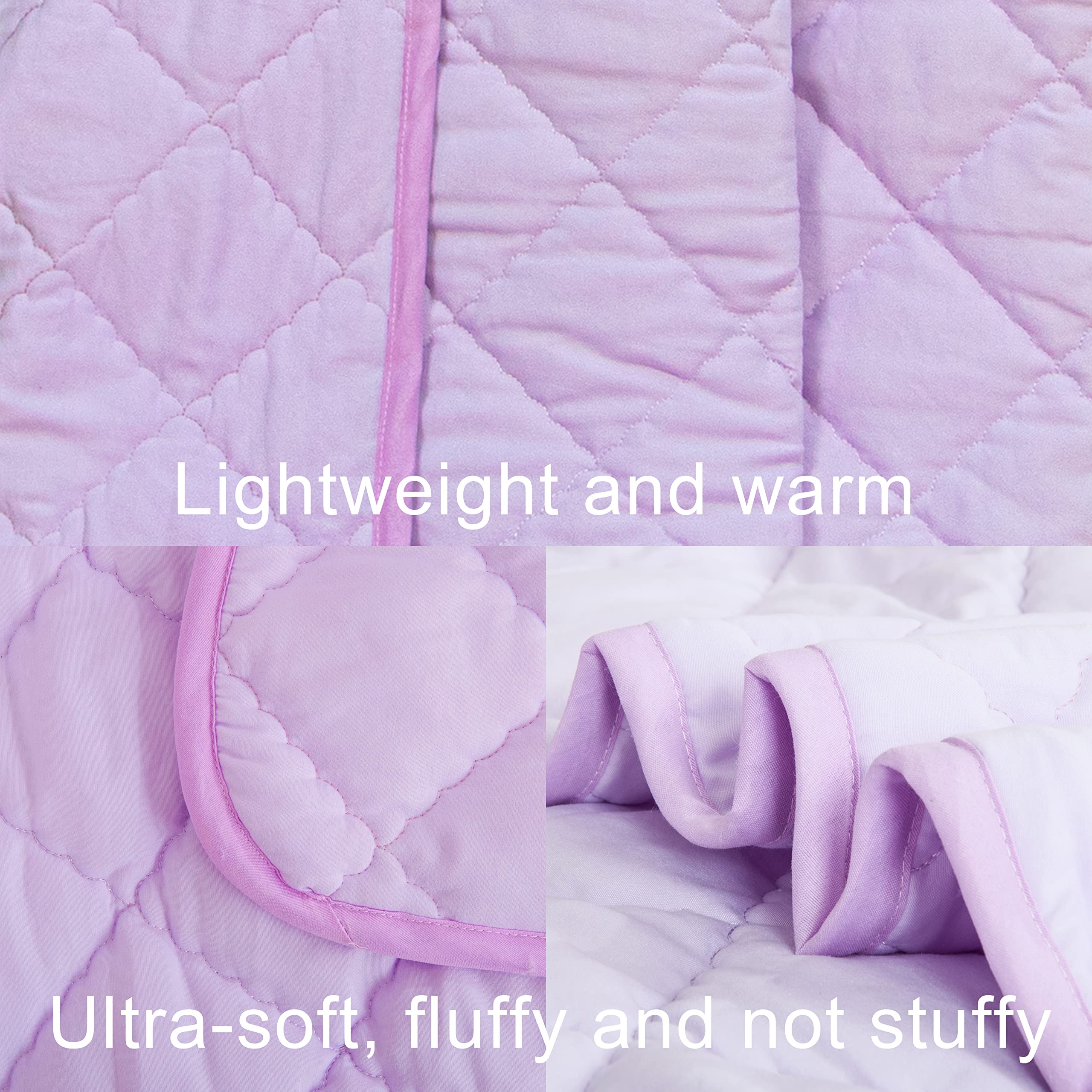 NTBAY lavender quilt fabric close-up evokes calm, kid-friendly color.