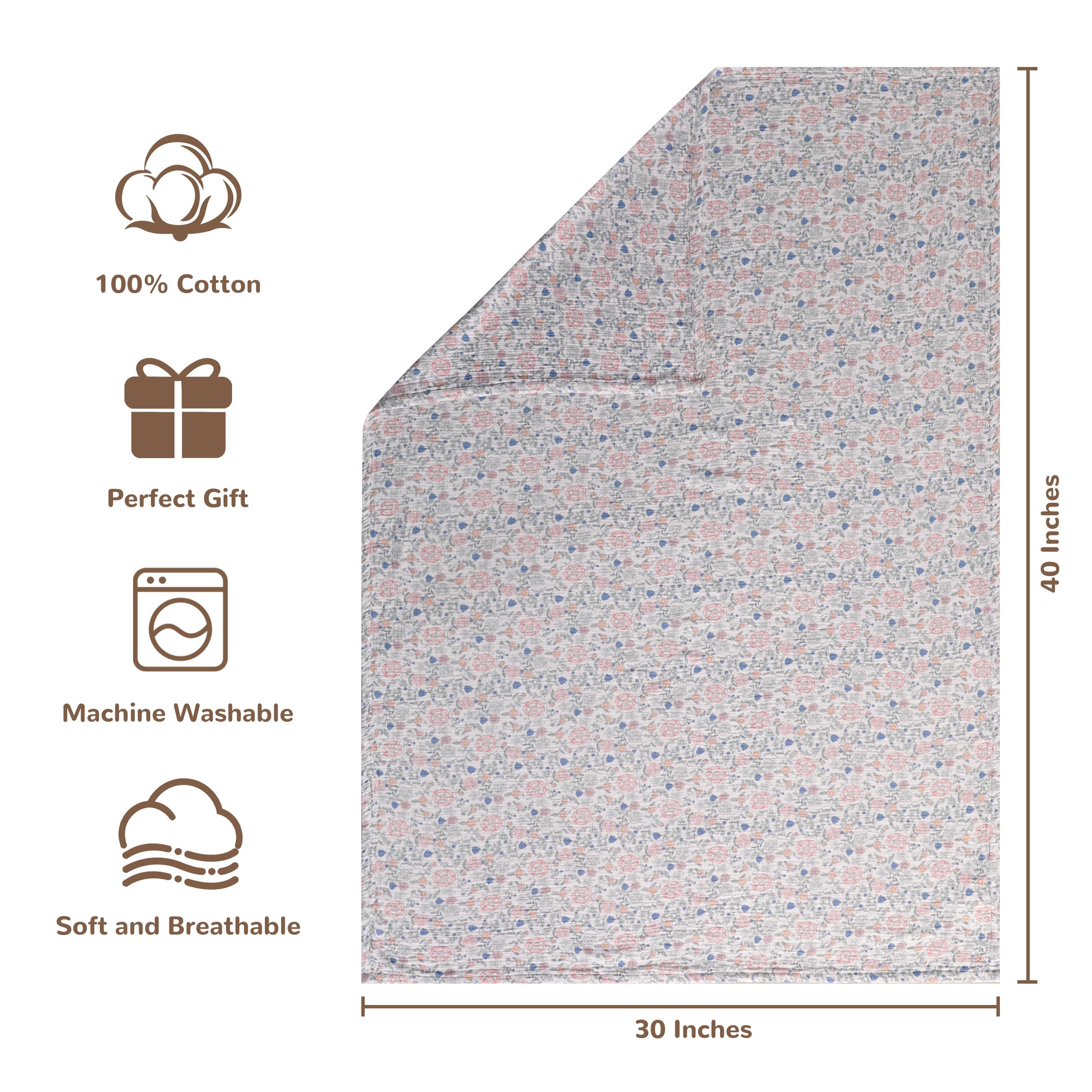 NTBAY muslin swaddle folded view highlights lightweight warmth for crib.