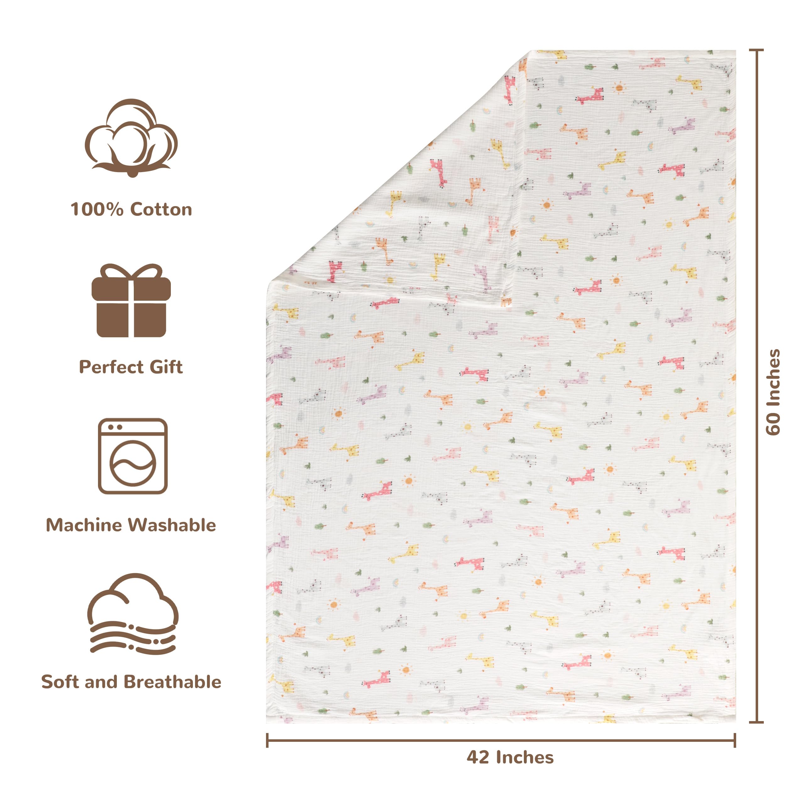 NTBAY muslin blanket 42x60 with reversible patterns for versatile styling