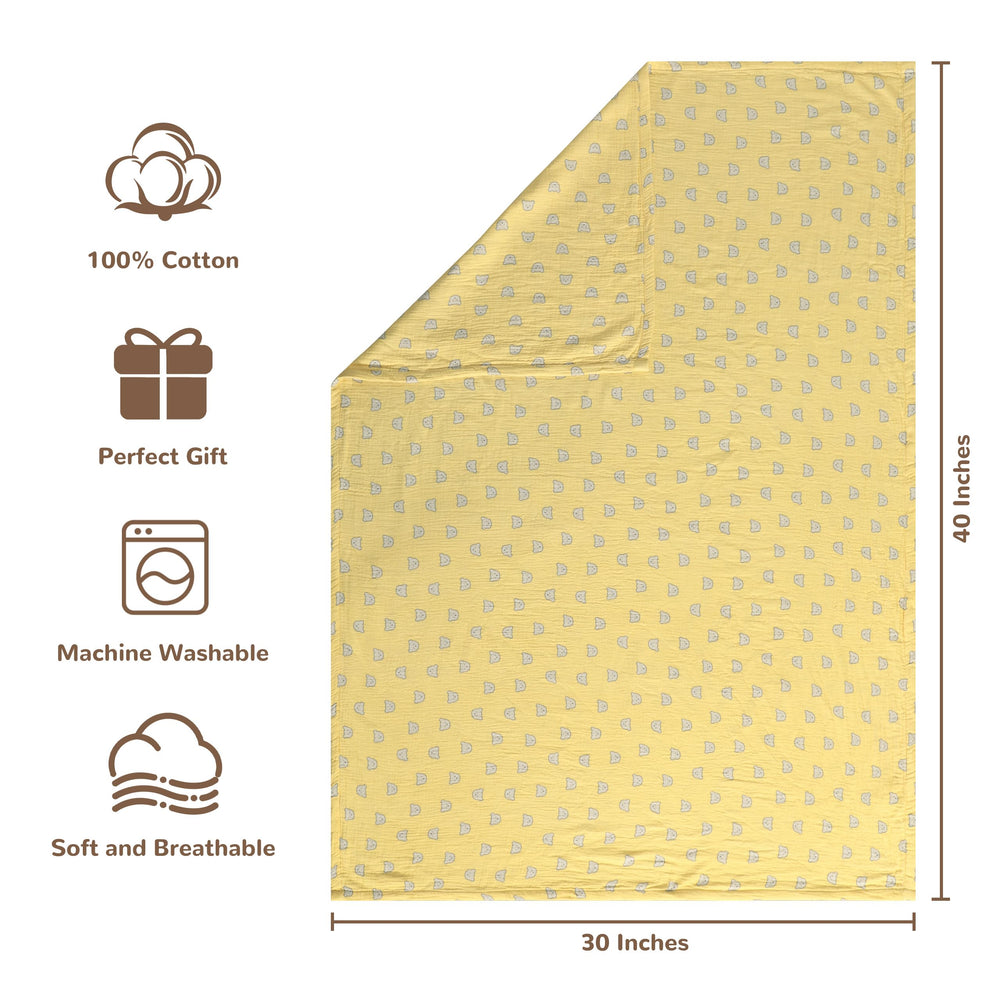 NTBAY 4-layer muslin blanket with reversible pattern; side A for cozy style.