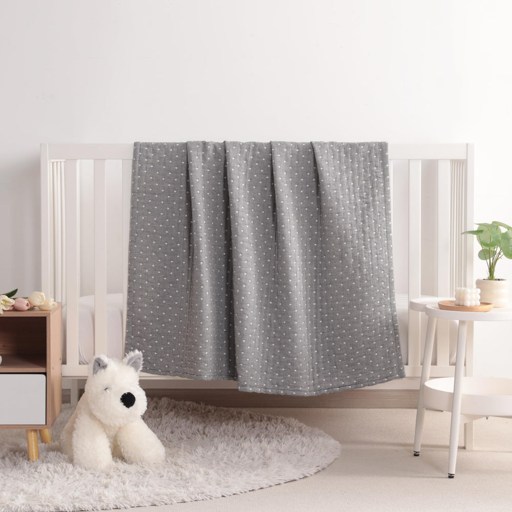 NTBAY muslin cotton jacquard back pattern in white with blue stars offers breathable comfort