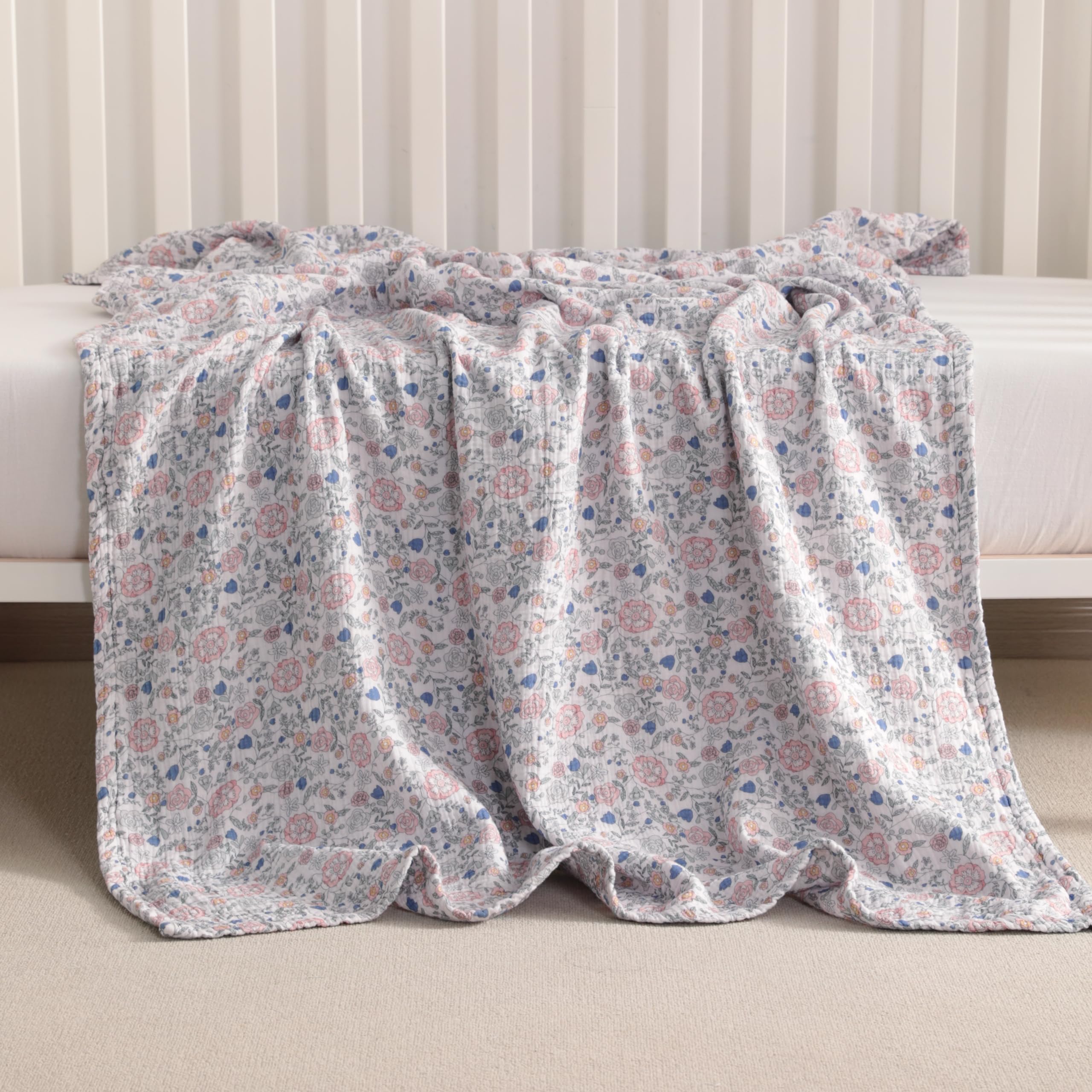 NTBAY nursery blanket laid flat shows airy fabric and soft edges.
