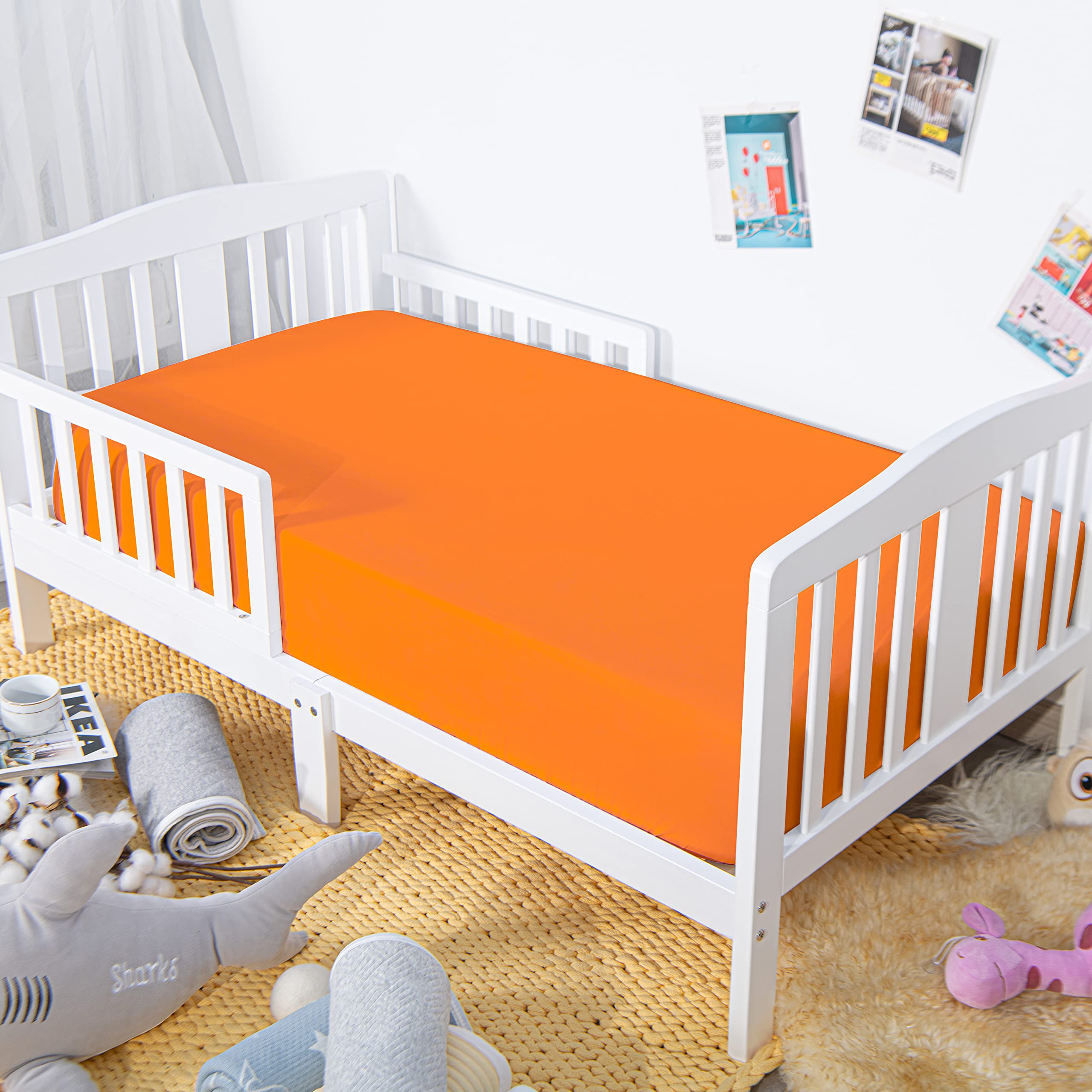NTBAY orange sheet with elastic trim around all four sides for secure fit.