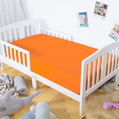 NTBAY orange sheet with elastic trim around all four sides for secure fit.
