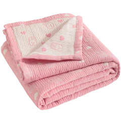 NTBAY pink rabbit muslin blanket front pattern for cozy warmth