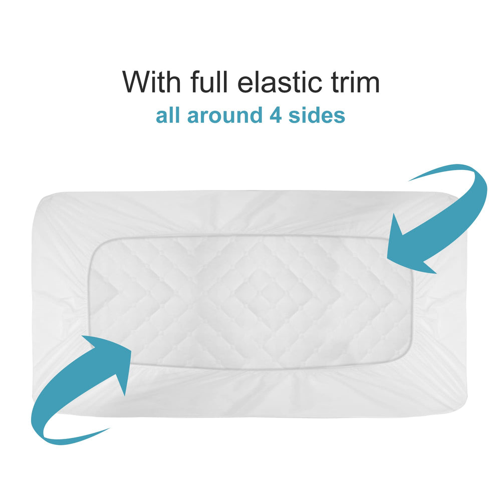 NTBAY quilted 24x38 mini crib cover provides snug fit with elastic trim.