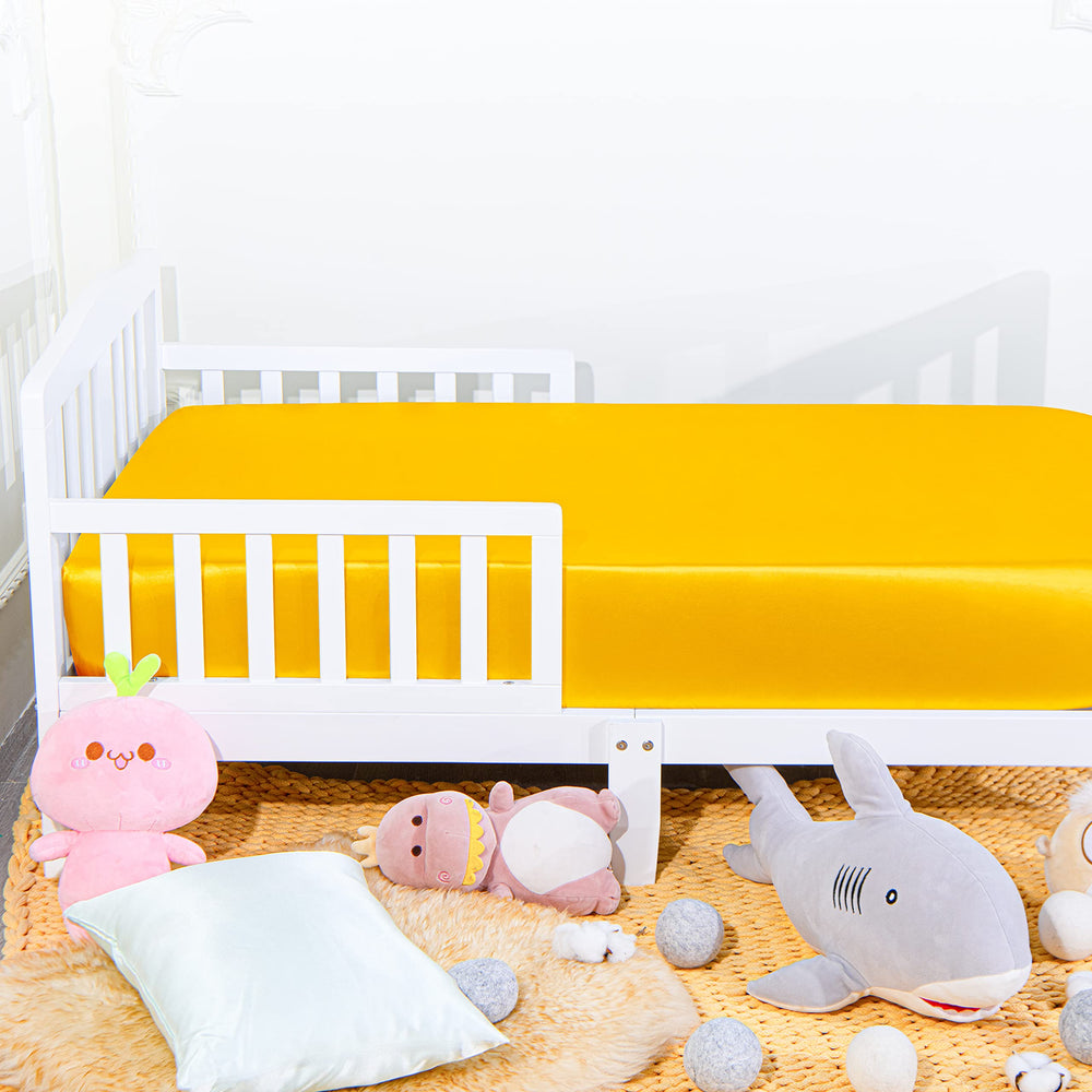 NTBAY crib sheet demonstrating machine washable care and durability