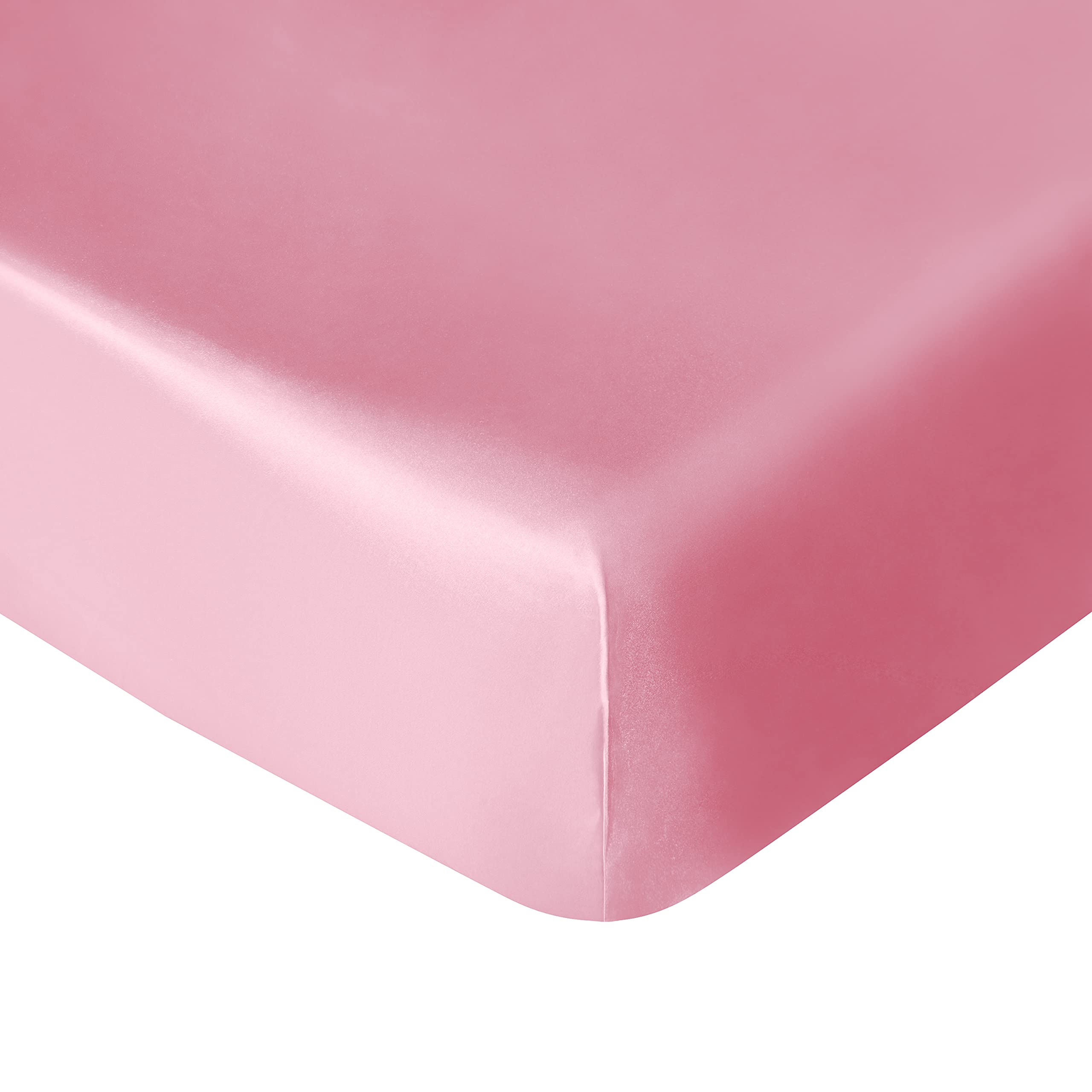 NTBAY silk satin fitted crib sheet in pink showing a soft, breathable surface for baby comfort