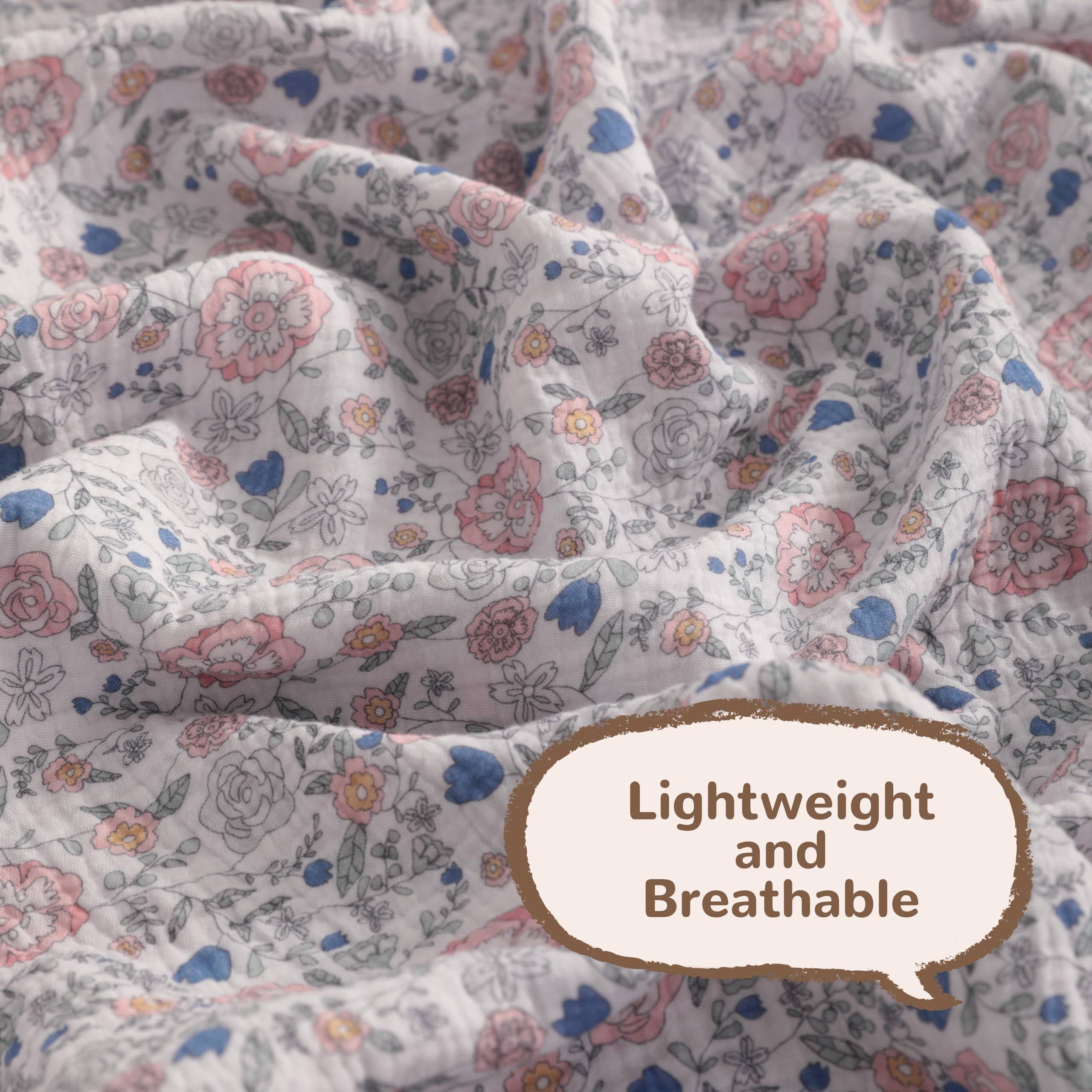 NTBAY swaddle pattern closeup shows single side print.