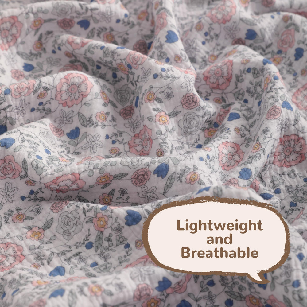 NTBAY swaddle pattern closeup shows single side print.