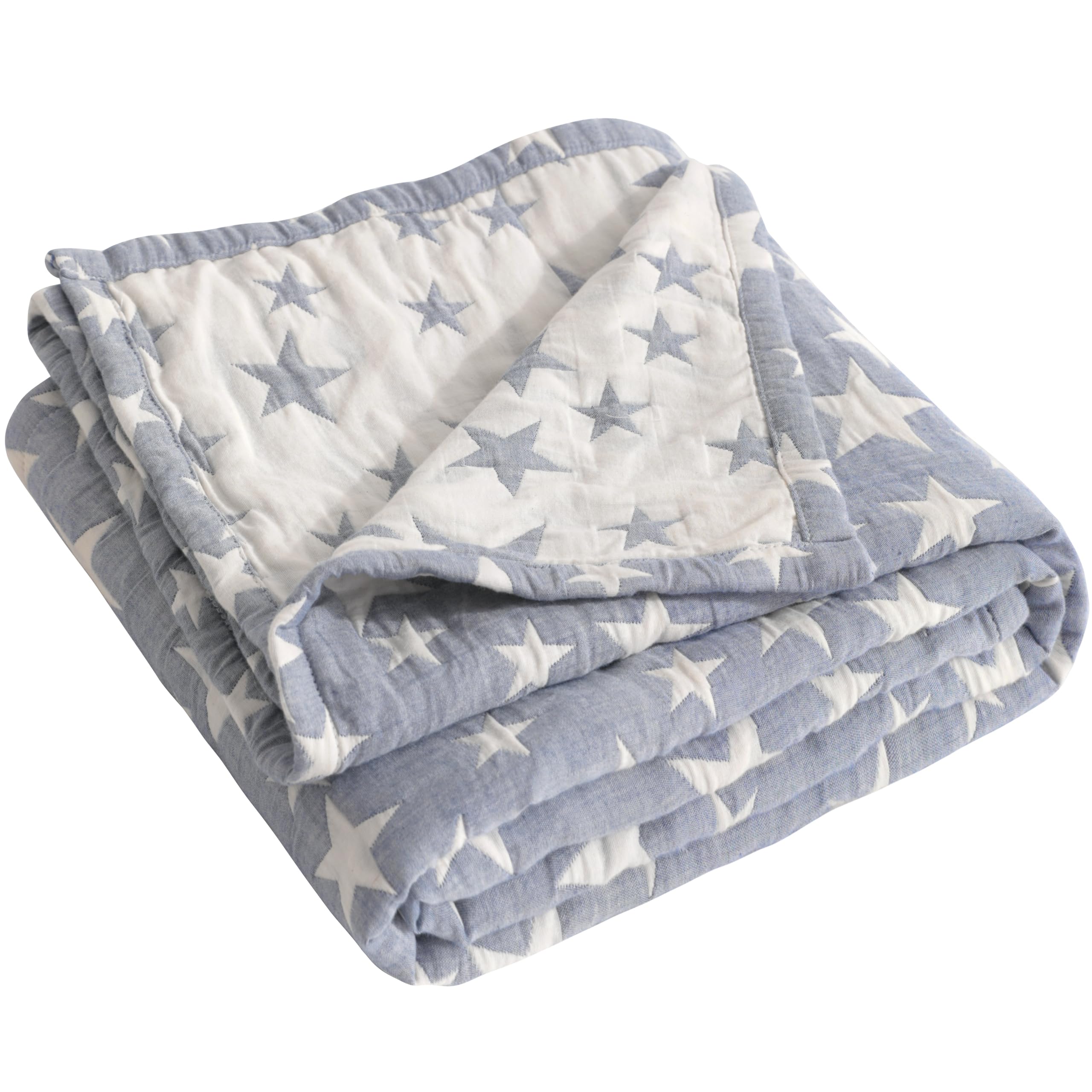 NTBAY toddler blanket front view with blue stars for cozy warmth.