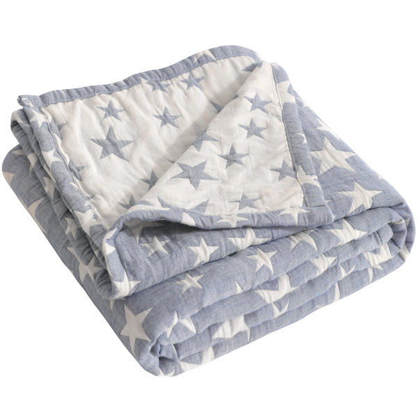 NTBAY toddler blanket front view with blue stars for cozy warmth.