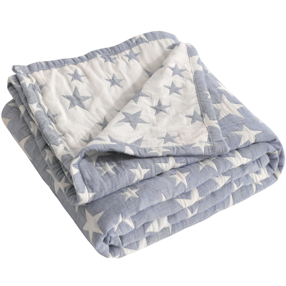 NTBAY toddler blanket front view with blue stars for cozy warmth.