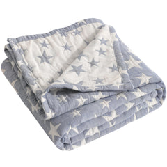 NTBAY toddler blanket front view with blue stars for cozy warmth.