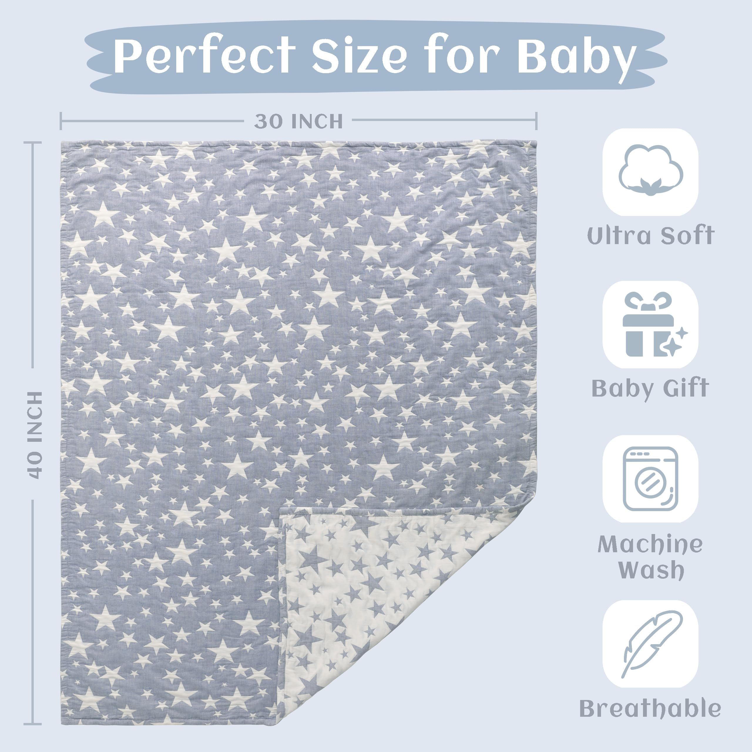 NTBAY blanket in stroller demonstrates lightweight warmth for travel.
