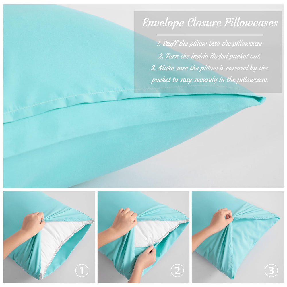 NTBAY toddler pillow case 14x20 aqua envelope-closure feature for secure pillow cover