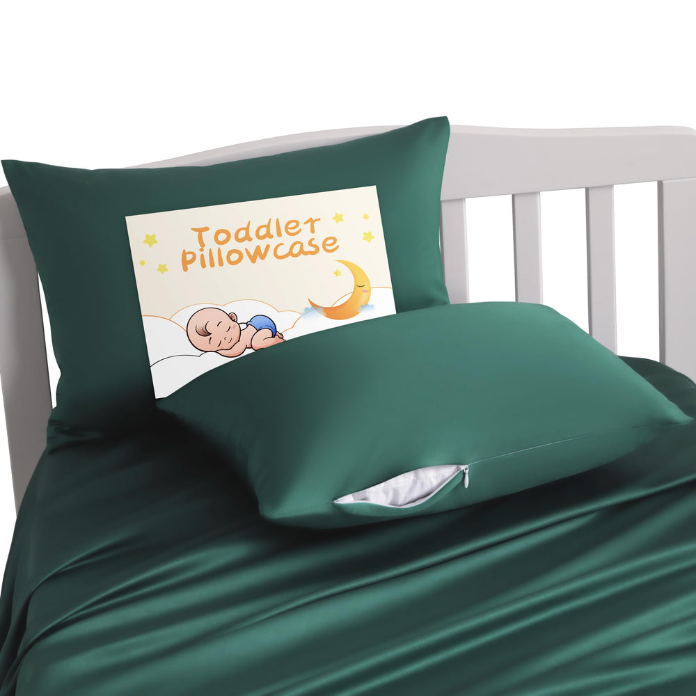 NTBAY toddler pillowcase in dark green with soft matte microfiber texture.