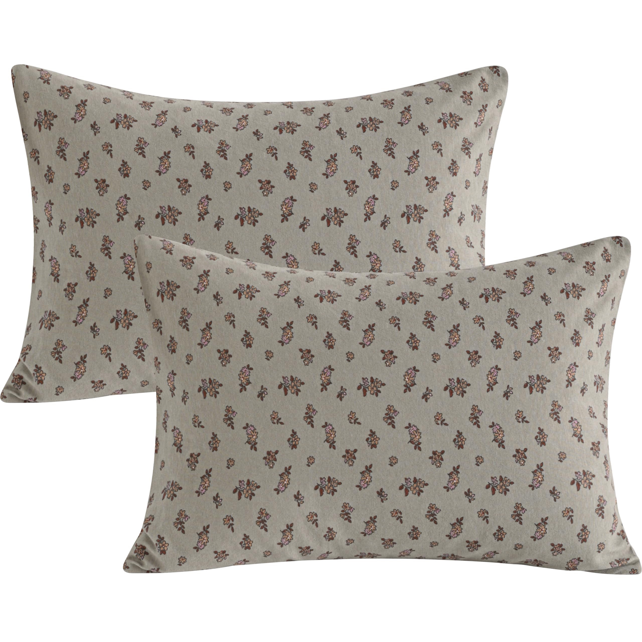 NTBAY toddler pillowcase in grey floral pattern, breathable jersey cotton for soft sleep