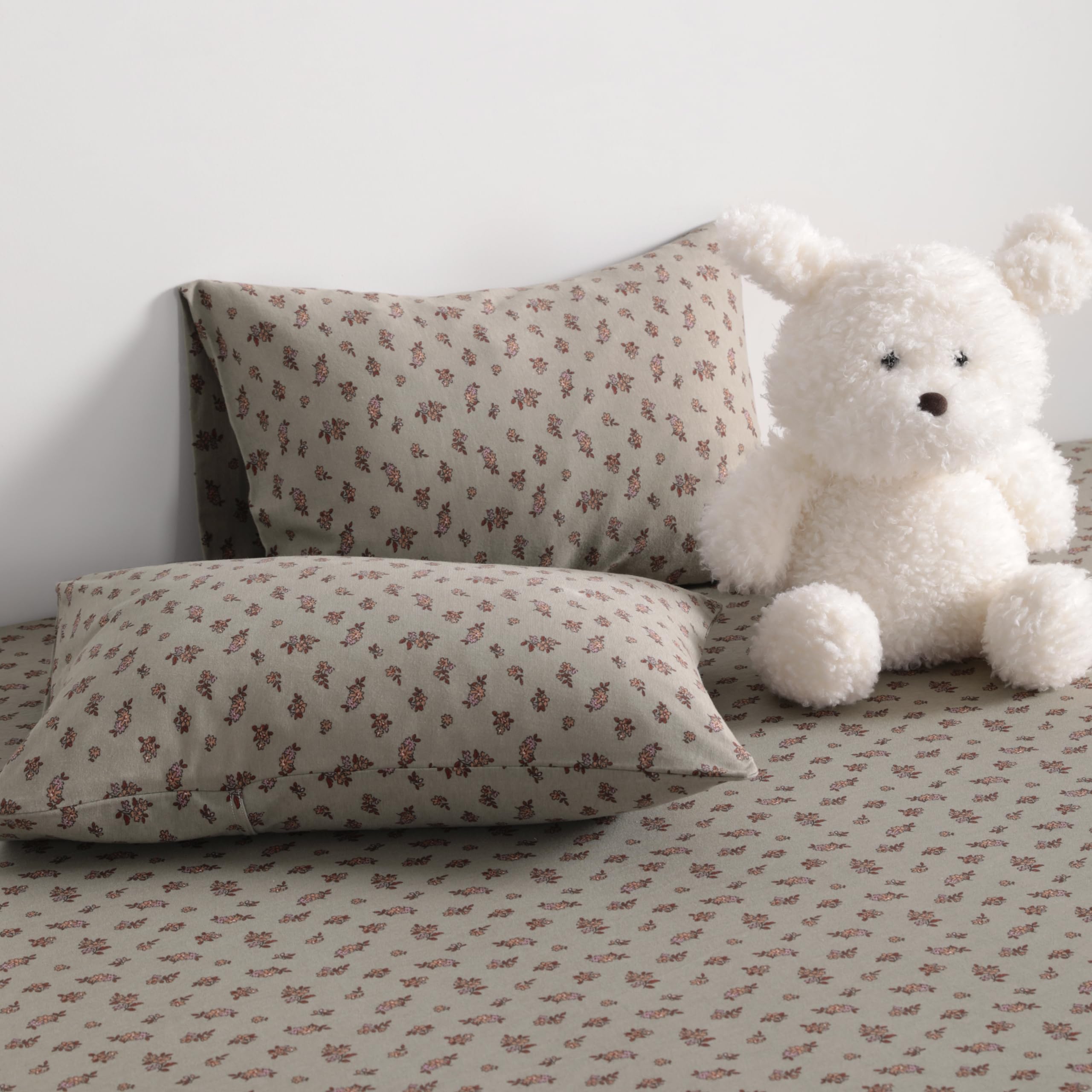 NTBAY two-pack pillowcase display with grey floral pattern for nursery decor