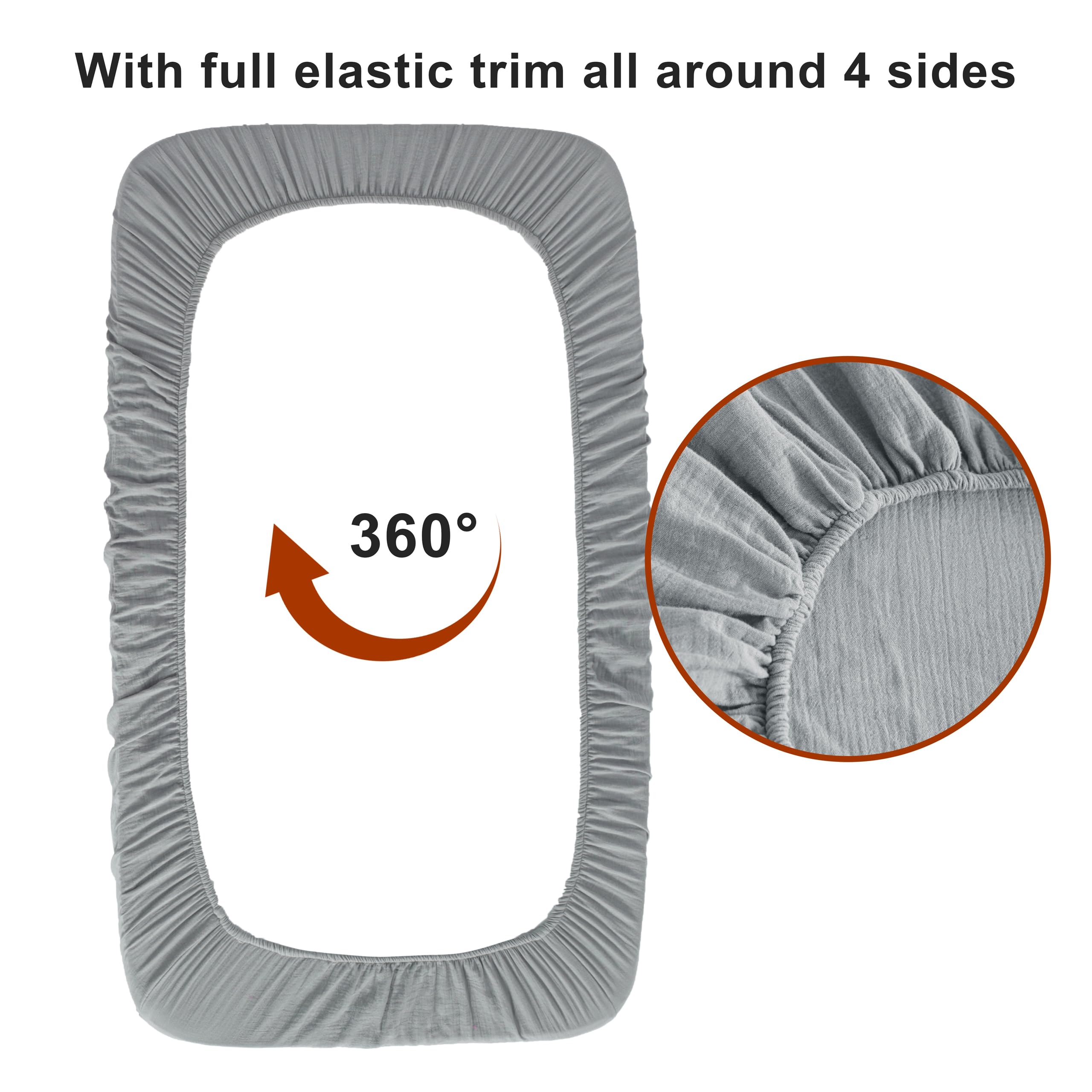 NTBAY two-pack crib sheets provide easy care and lasting softness through washes.