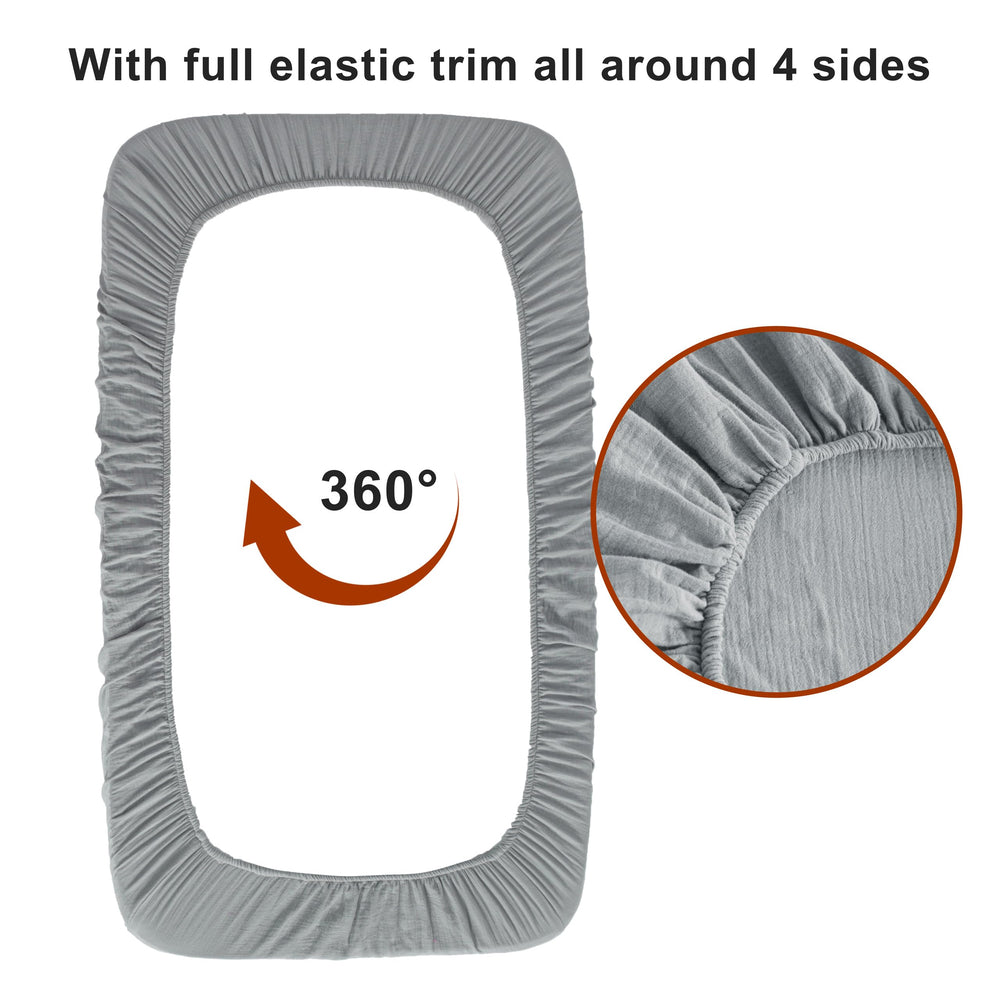 NTBAY two-pack crib sheets provide easy care and lasting softness through washes.
