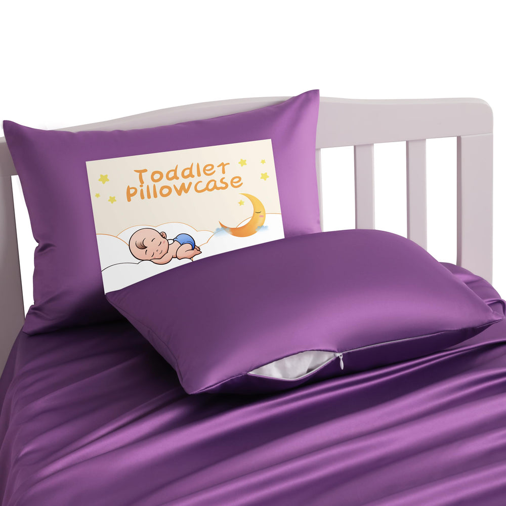NTBAY zippered silk satin toddler pillowcase front view highlights smooth texture and secure closure for kids' comfort
