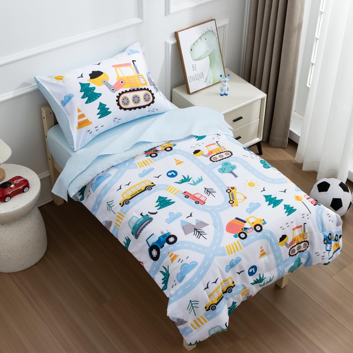 NTBED pillowcase features vehicles for cozy, imaginative nights.