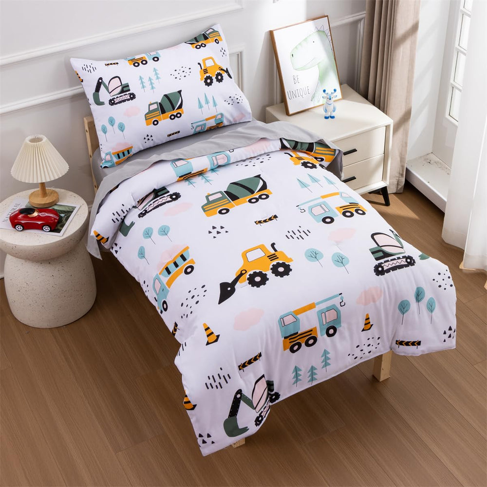 NTBED reversible pillowcase with vehicles print, soft and easy-care for kids.