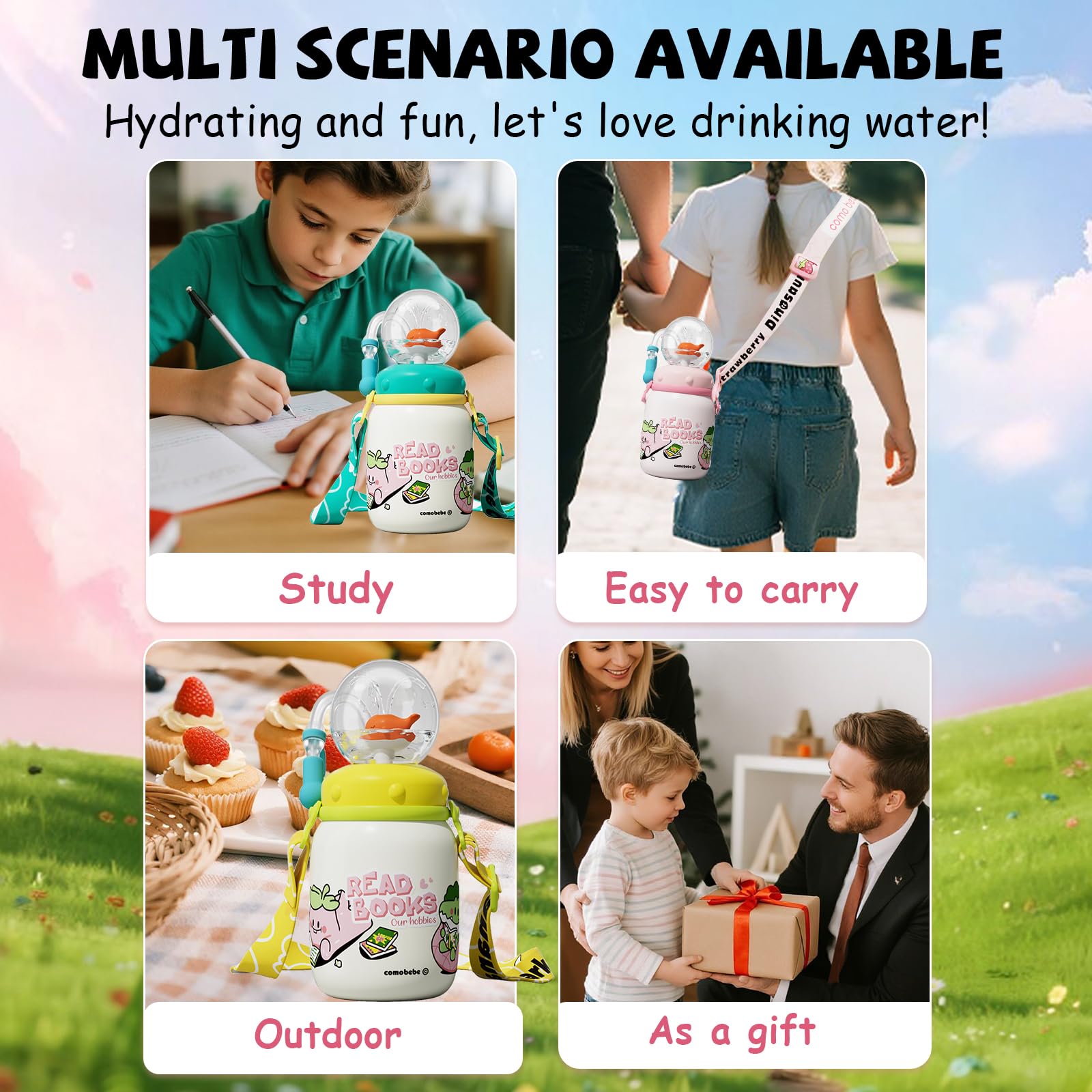 NTFWG Gift-ready kids water bottle combines cuteness with practical use.