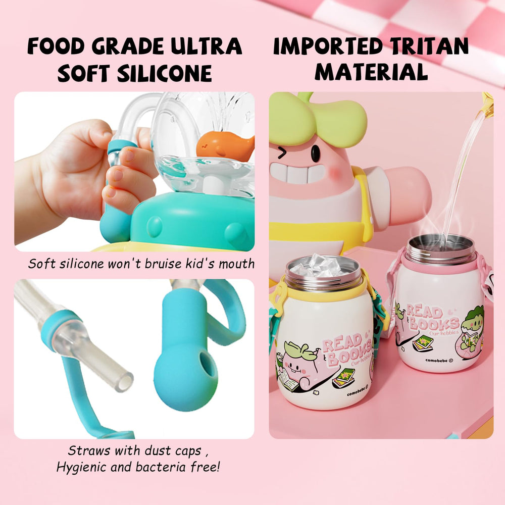 NTFWG Spill-Proof Lid with silicone straw prevents leaks during playtime.