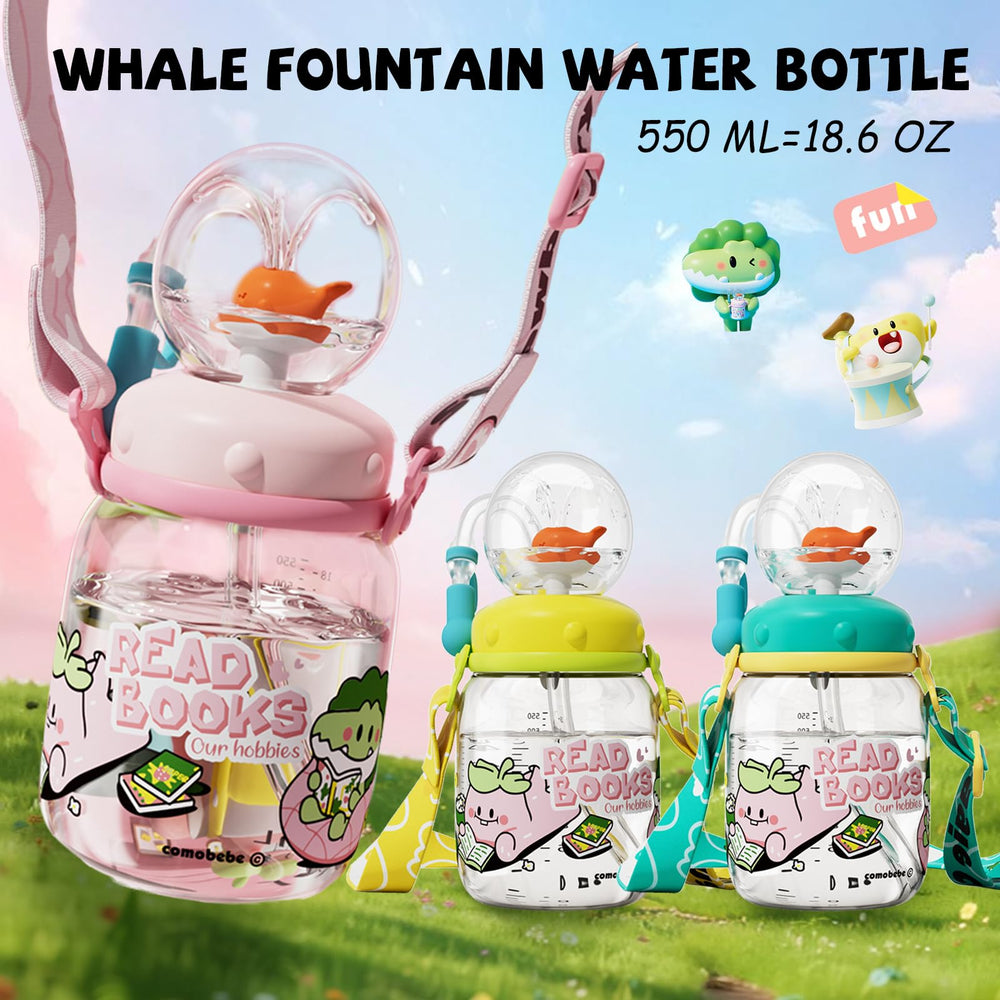 NTFWG Whale Fountain Tumbler with spill-proof lid for mess-free lunches.