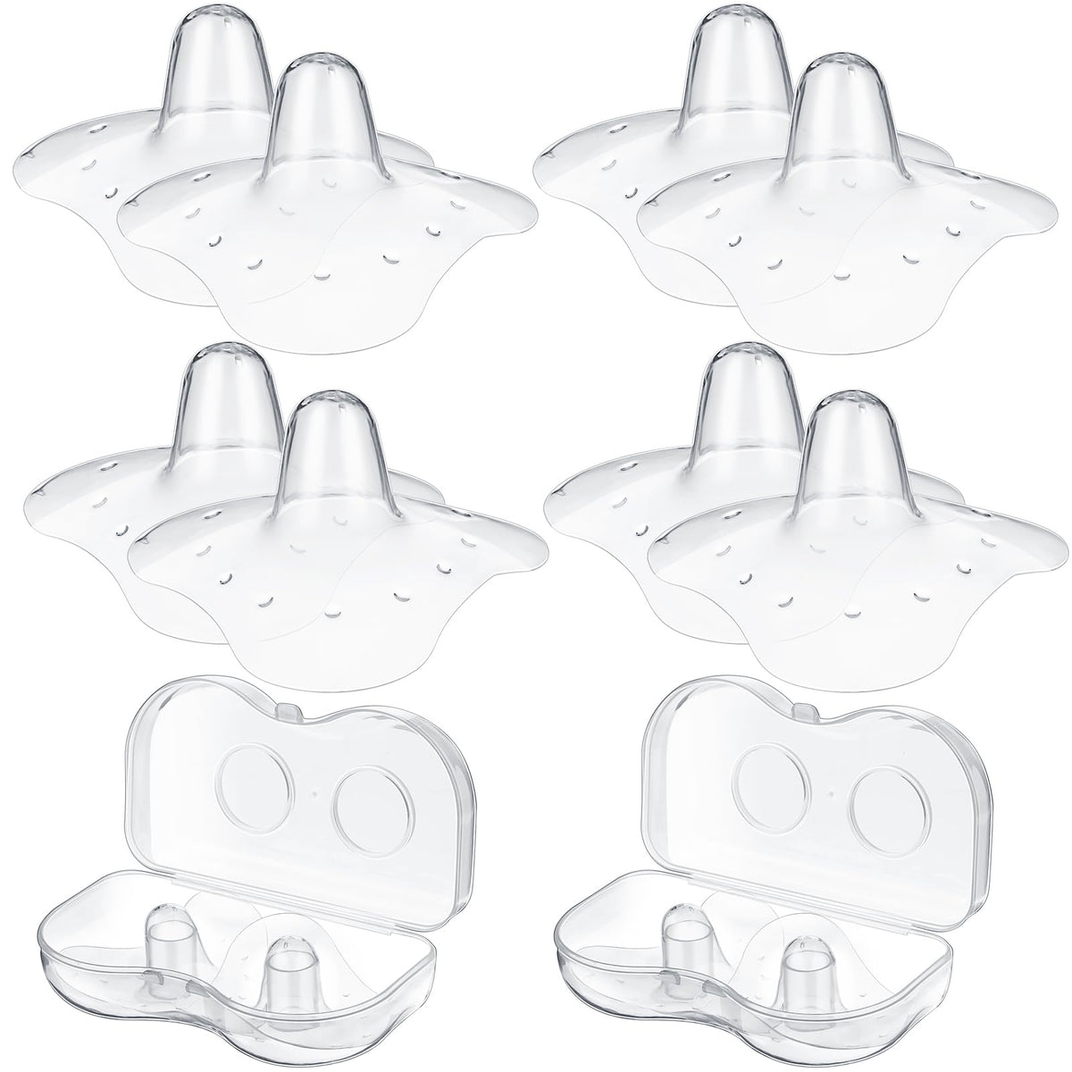 Nuanchu 8-pack nipple shields shown in package for a comfortable latch