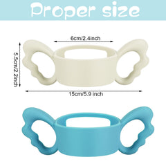 Nuanchu blue wide-neck bottle handle enables easy self-feeding for toddlers