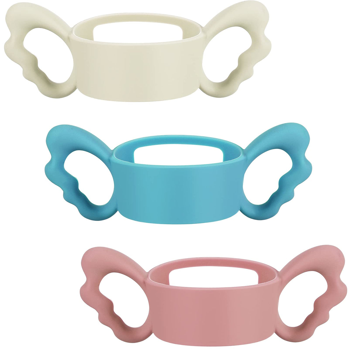 Nuanchu pink wide-neck bottle handle with soft silicone for gentle grip
