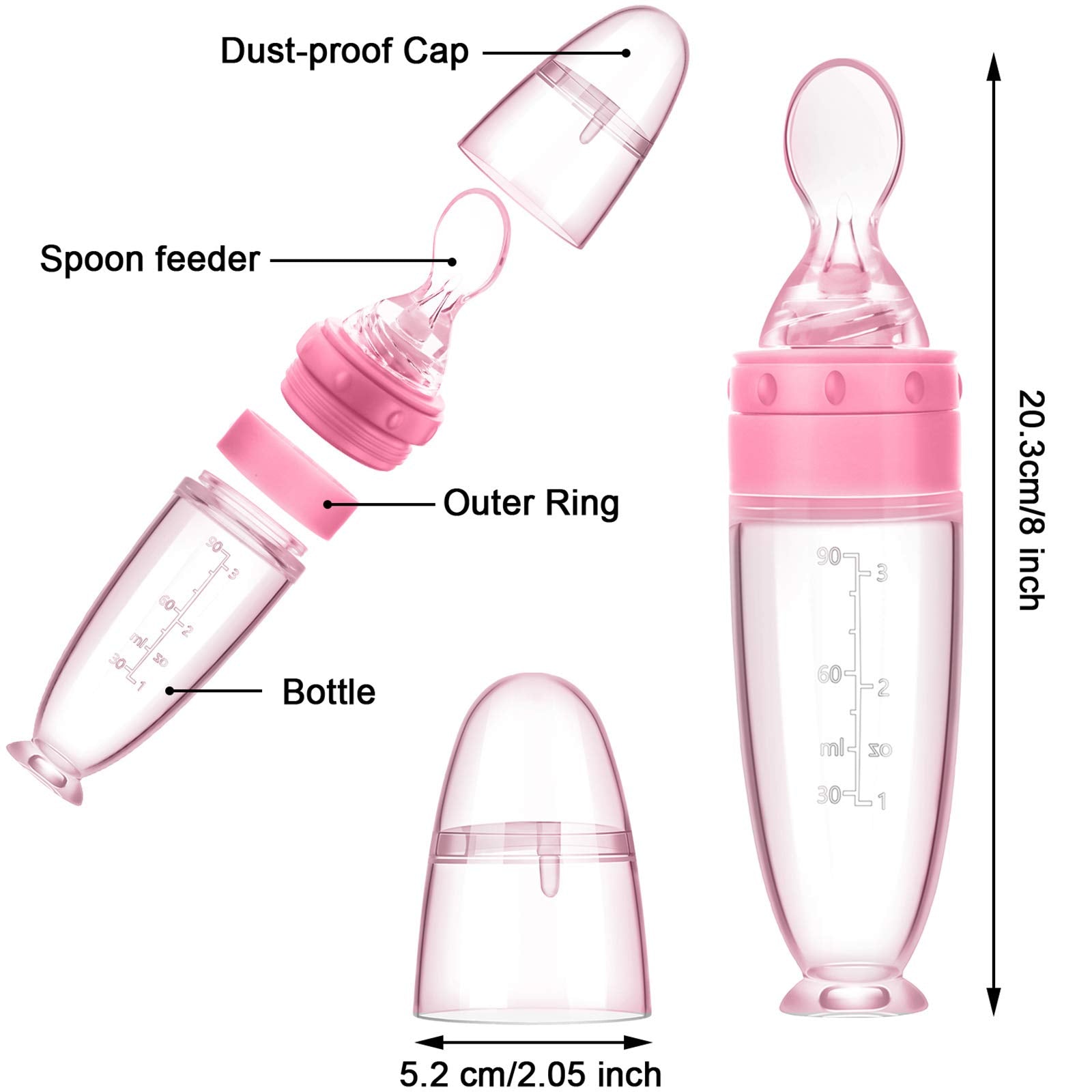 Nuanchu baby feeding spoon dispensing feature for mess-free purees.