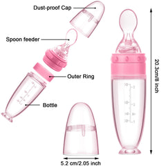 Nuanchu baby feeding spoon dispensing feature for mess-free purees.