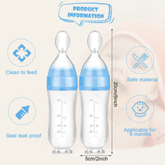 Nuanchu silicone squeeze spoon showing soft, squeezable tip for gentle feeding.