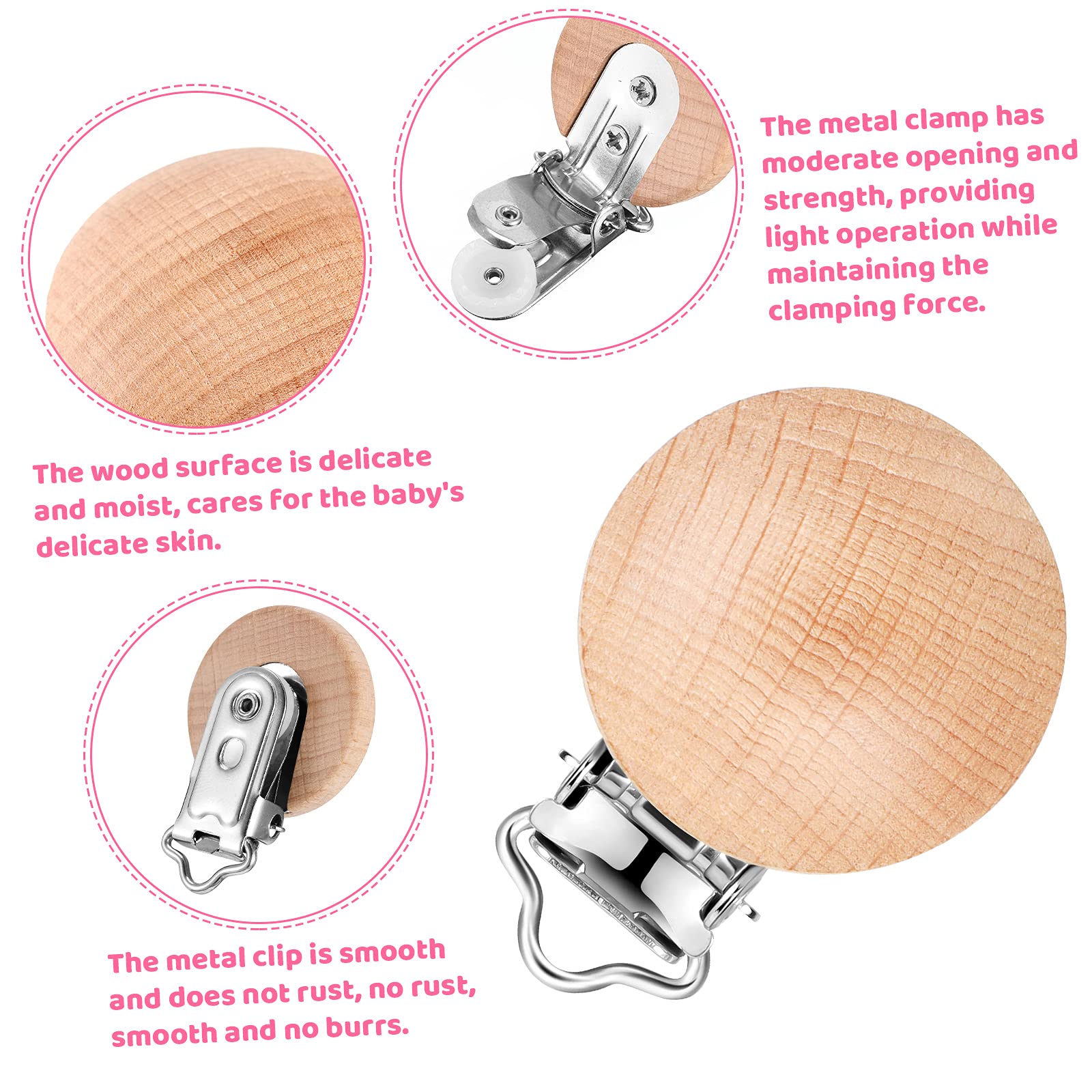 Nuanchu beech wood DIY clips suitable for bracelets or necklaces