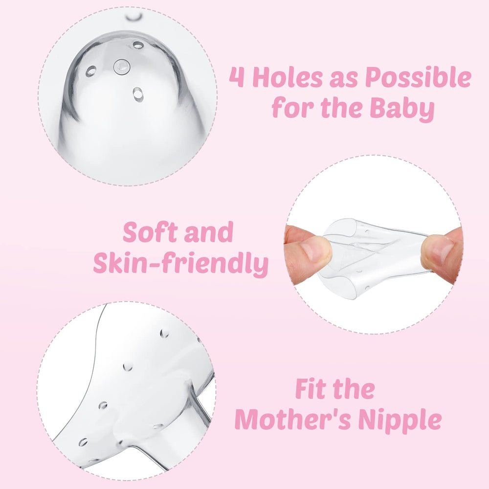 Nuanchu ergonomic curve nipple shield demonstrates secure fit for easier latch