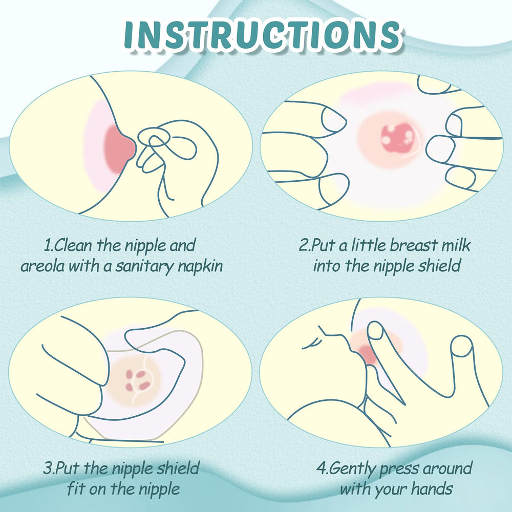 Nuanchu nipple shield in use during breastfeeding supports infant latch and comfort