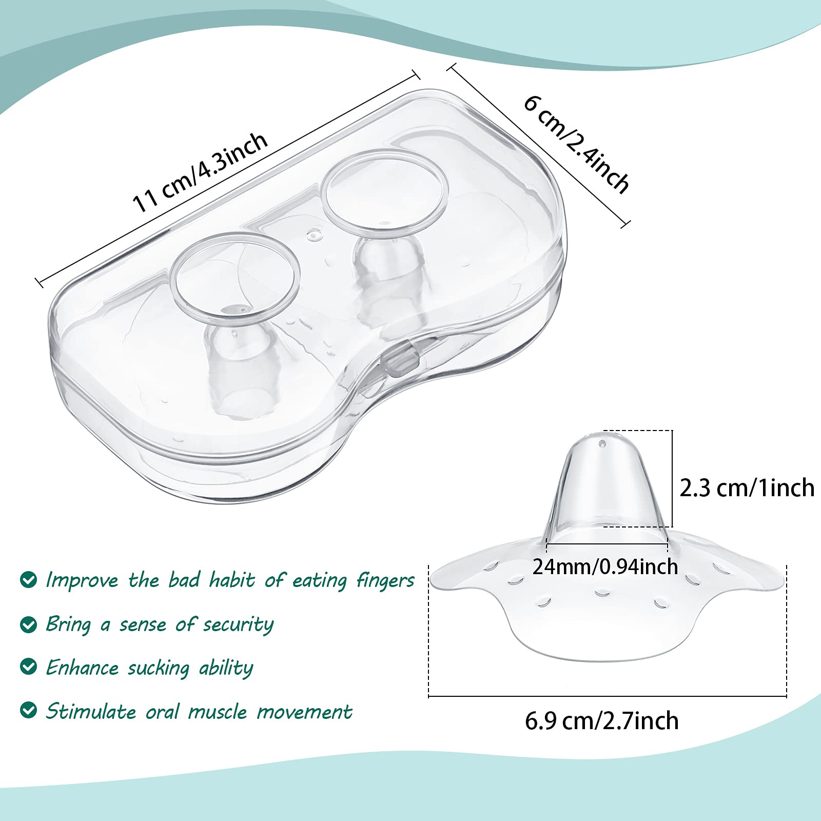 Nuanchu 24mm top-diameter nipple shield provides snug adhesion for skin-to-skin contact