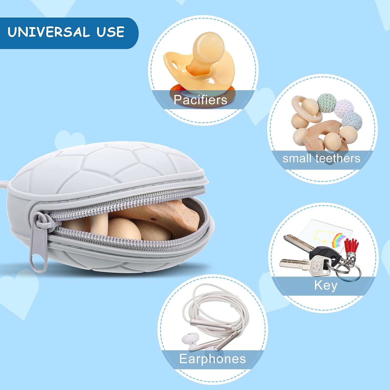 Nuanchu pacifier case with zip closure keeps contents secure on the go.